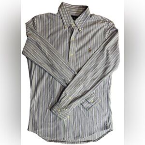 Ralph Lauren Polo Men’s Purple Striped Slim Fit Knit Oxford Long Sleeve Medium